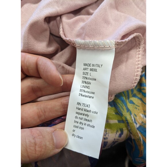 Elena Baldi Silk Blend Tiered Maxi Dress Resort Tropical Lightweight Large NWT - Picture 7 of 8